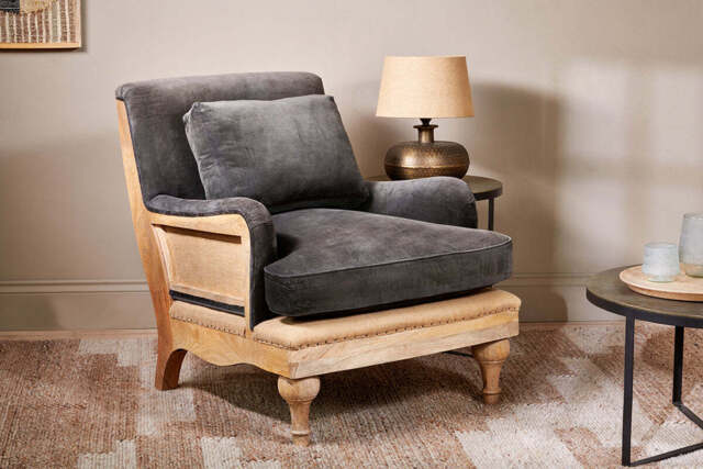 nkuku Abe Deconstructed Velvet Armchair - Seating - One Size - Moss