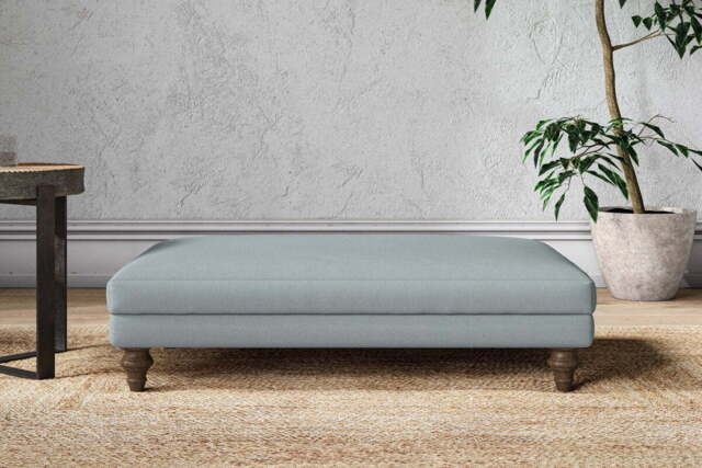 nkuku Marri Large Dining Footstool - Make To Order - Recycled Cotton Horizon - No Colour