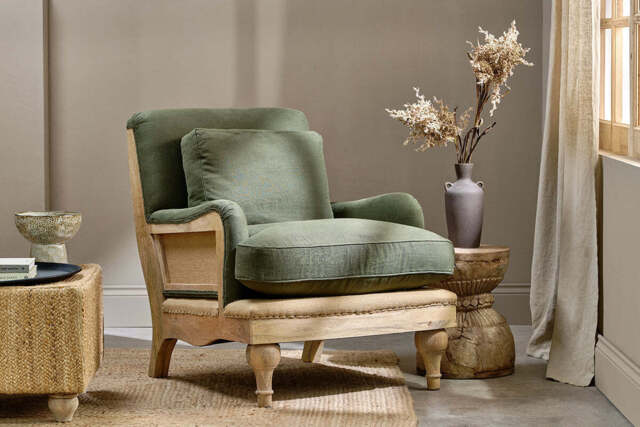 nkuku Abe Deconstructed Linen Armchair - Seating - One Size - Olive