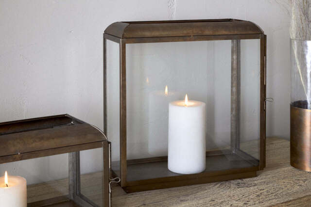 nkuku Kiwanda Tall Lantern - Candles Holders & Lanterns - One Size - Antique Brass