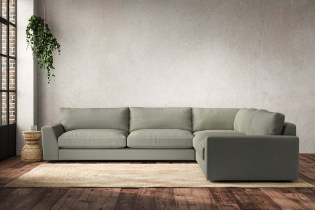 nkuku Guddu Right Hand Corner Sofa - Make To Order - Grand - Recycled Cotton Seaspray