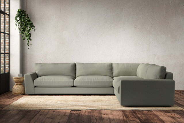 nkuku Guddu Right Hand Corner Sofa - Make To Order - Grand - Recycled Cotton Seaspray
