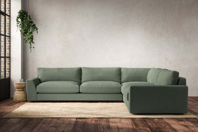nkuku Guddu Right Hand Corner Sofa - Make To Order - Grand - Brera Linen Jade