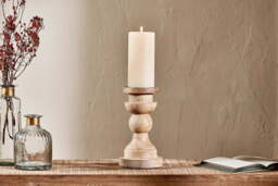 nkuku Kibibi Candle Stick - Candles Holders & Lanterns - One Size - Natural Mango Wood