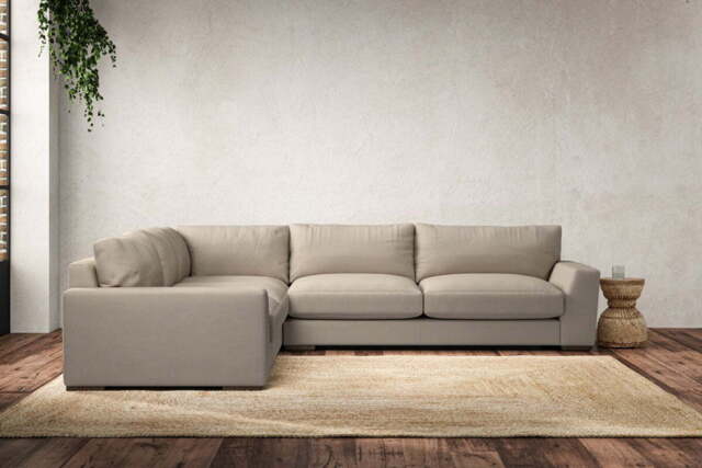 nkuku Guddu Large Left Hand Corner Sofa - Make To Order - Recycled Cotton Stone - No Colour
