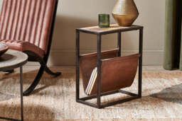 nkuku Alera Side Table - Tables - One Size - Natural & Brown Leather