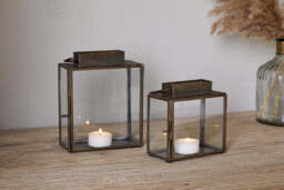 nkuku Obi Mini Table Lantern - Candles Holders & Lanterns - Large - Antique Brass