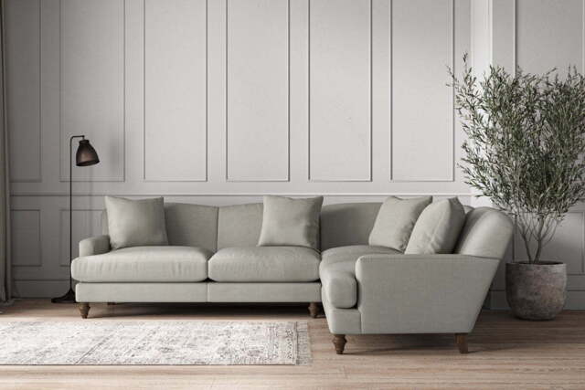 nkuku Deni Right Hand Corner Sofa - Make To Order - Super Grand - Brera Linen Smoke