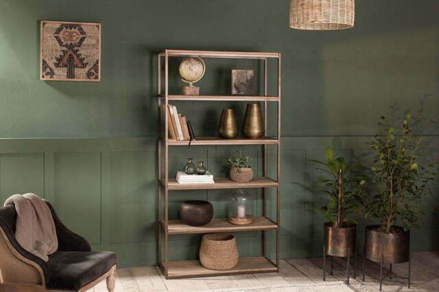 nkuku Marjori Mango Wood And Iron Standing Shelves - Storage Furniture - Wide - Natural