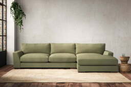 nkuku Guddu Large Right Hand Chaise Sofa - Make To Order - Brera Linen Sage - No Colour