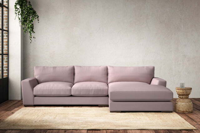 nkuku Guddu Right Hand Chaise Sofa - Make To Order - Medium - Recycled Cotton Lavender