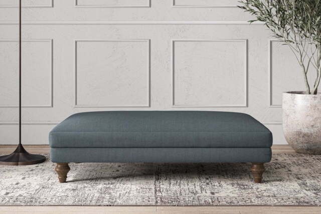 nkuku Deni Dining Footstool - Make To Order - Large - Brera Linen Dusk