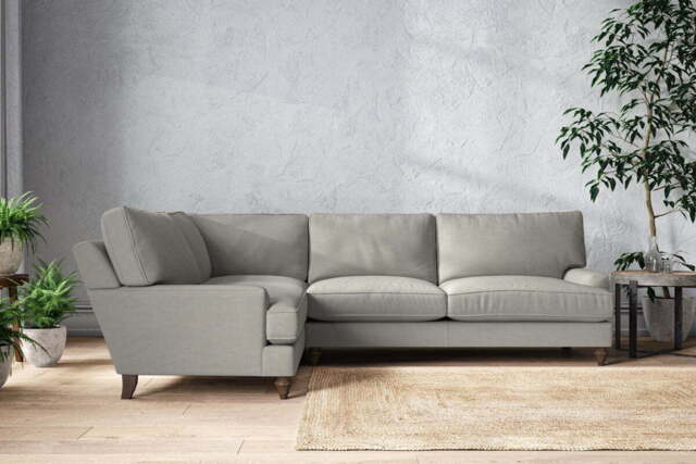 nkuku Marri Left Hand Corner Sofa - Make To Order - Grand - Brera Linen Smoke