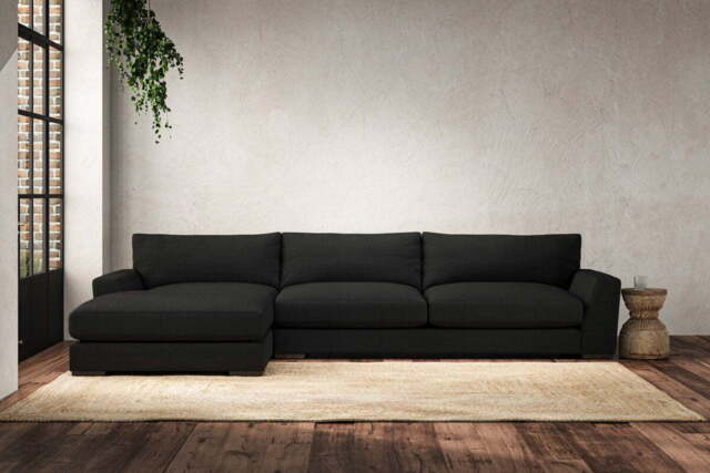 nkuku Guddu Left Hand Chaise Sofa - Make To Order - Grand - Brera Linen Charcoal