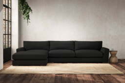 nkuku Guddu Left Hand Chaise Sofa - Make To Order - Grand - Brera Linen Charcoal