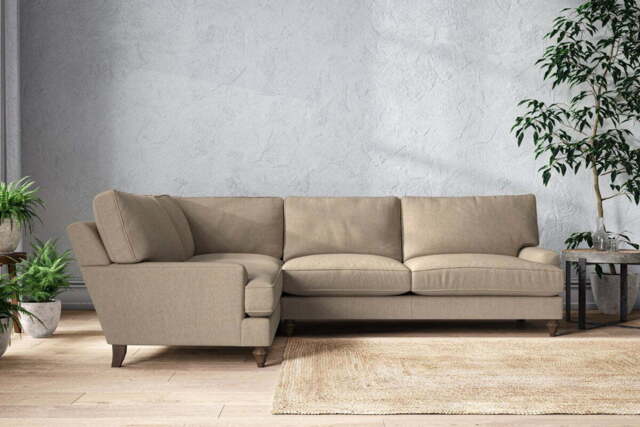 nkuku Marri Left Hand Corner Sofa - Make To Order - Grand - Brera Linen Pebble