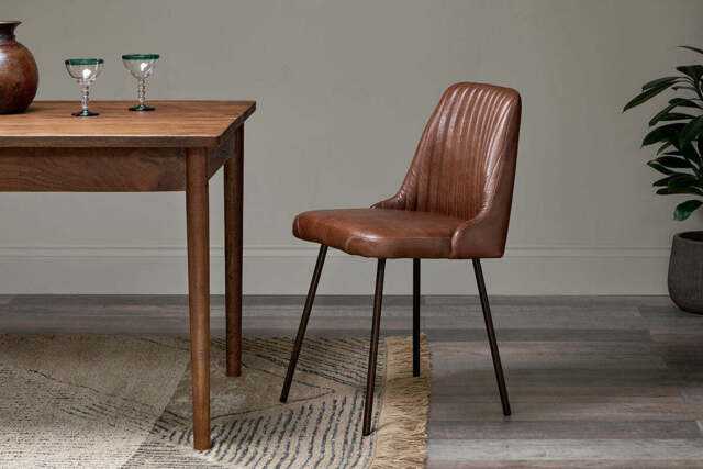 nkuku Harsha Leather Dining Chair - Seating - One Size - Tan