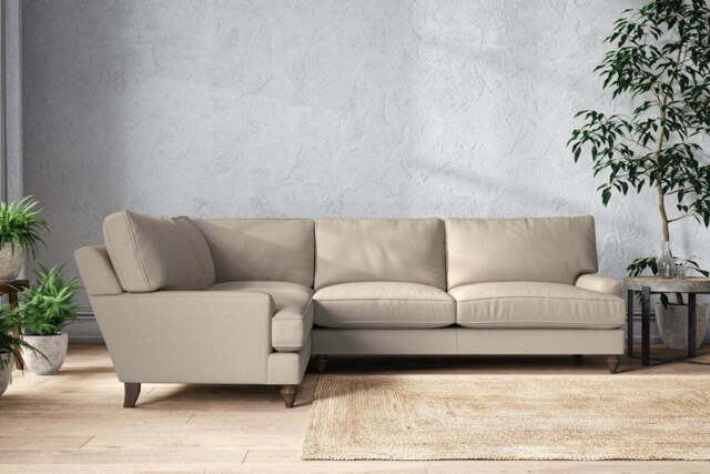nkuku Marri Left Hand Corner Sofa - Make To Order - Grand - Recycled Cotton Stone