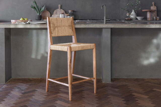 nkuku Lohanda Acacia & Munja Grass Counter Dining Chair - Seating - One Size - Natural
