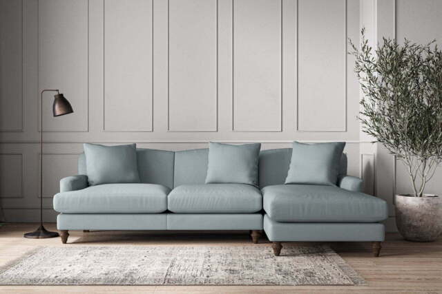 nkuku Deni Right Hand Chaise Sofa - Make To Order - Large - Recycled Cotton Horizon
