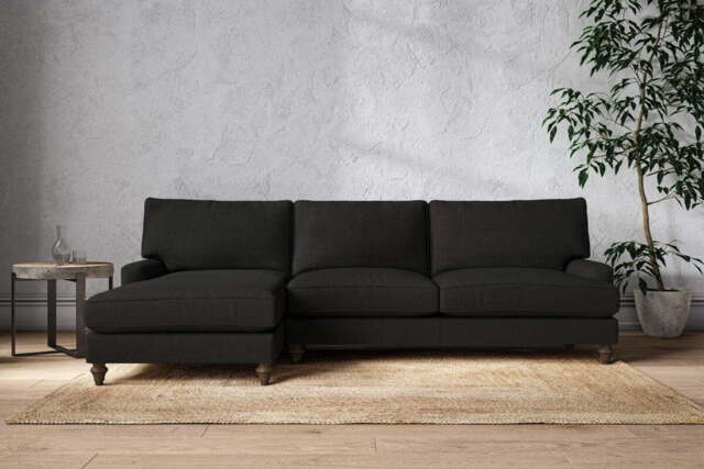 nkuku Marri Left Hand Chaise Sofa - Make To Order - Grand - Brera Linen Charcoal