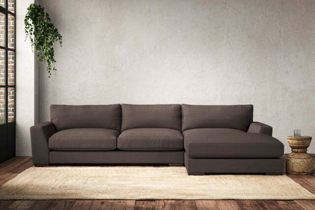 nkuku Guddu Right Hand Chaise Sofa - Make To Order - Large - Recycled Cotton Mocha