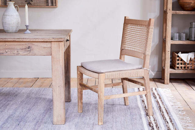 nkuku Aamani Mango Wood & Cord Dining Chair - Seating - One Size - Natural