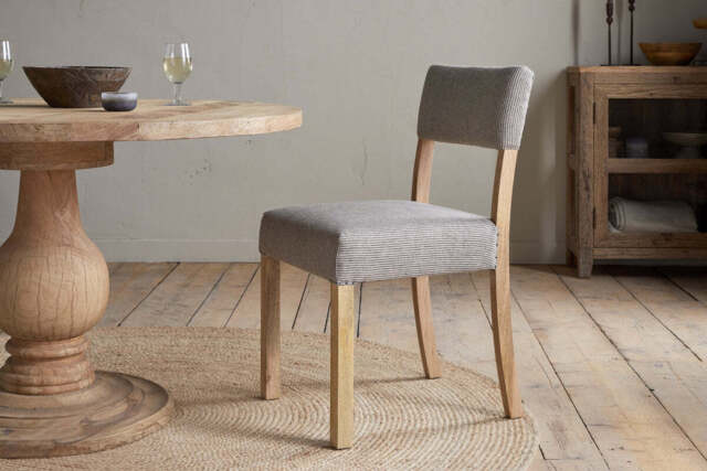 nkuku Nadeeka Linen Upholstered Dining Chair - Seating - One Size - Soft Grey