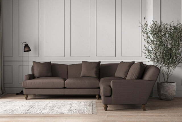nkuku Deni Right Hand Corner Sofa - Make To Order - Super Grand - Recycled Cotton Mocha