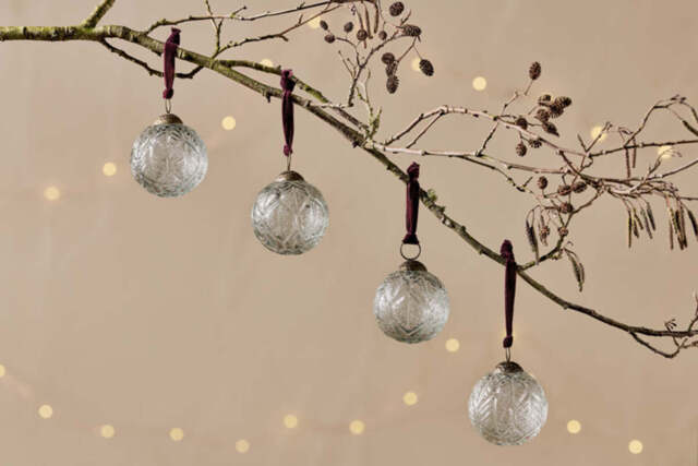 nkuku Patta Baubles Set Of 4 - Christmas Decorations - Clear