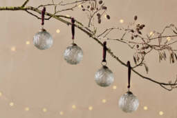 nkuku Patta Baubles Set Of 4 - Christmas Decorations - Clear
