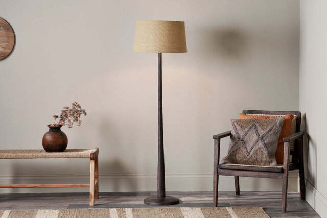 nkuku Sahar Mango Wood Floor Lamp - Lamps - One Size - Dark Stain