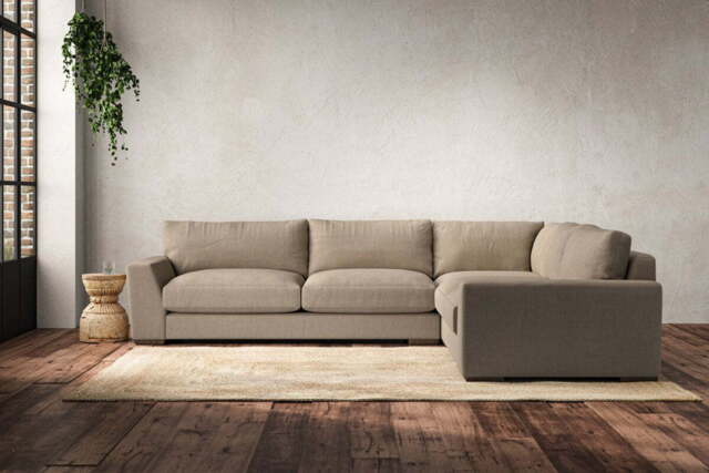 nkuku Guddu Large Right Hand Corner Sofa - Make To Order - Brera Linen Pebble - No Colour