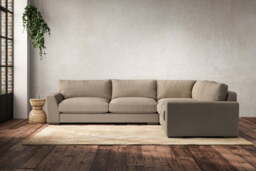 nkuku Guddu Large Right Hand Corner Sofa - Make To Order - Brera Linen Pebble - No Colour