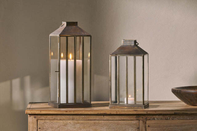 nkuku Nampo Lantern - Candles Holders & Lanterns - Large - Aged Antique