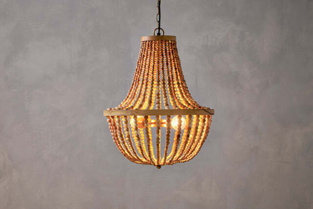 nkuku Neela Mango Wood Pendant - Lights - One Size - Brera Linen Pebble