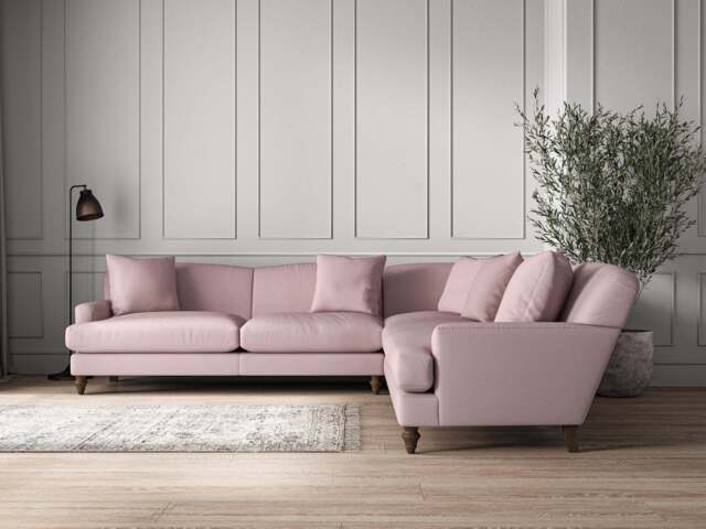 nkuku Deni Corner Sofa - Make To Order - Grand - Recycled Cotton Lavender