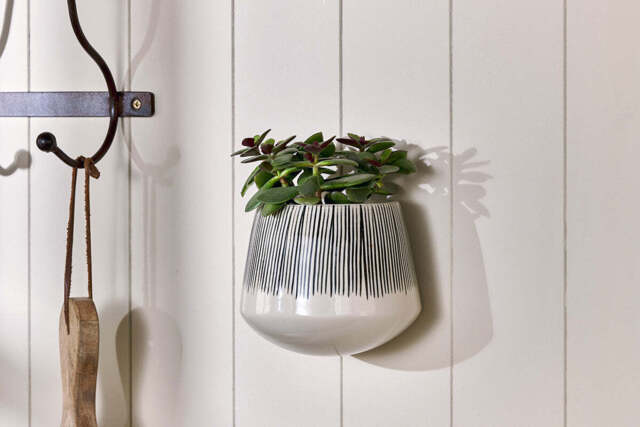 nkuku Matamba Ceramic Wall Hung Planter - Vases & Planters - Black Lines - Large