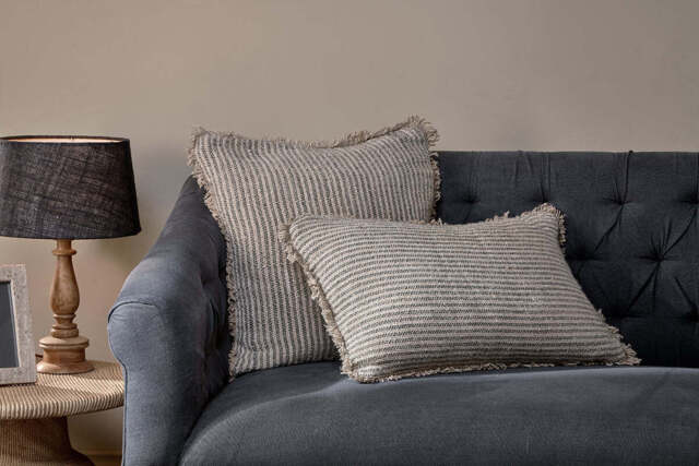 nkuku Gili Linen Cushion Cover - Textiles - Dark Green/Natural - 60 x 40 cm