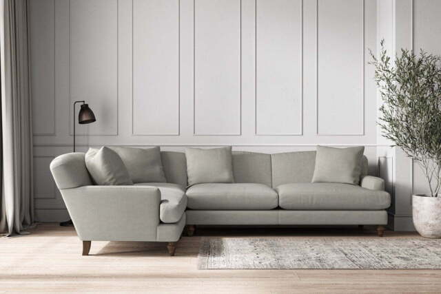 nkuku Deni Left Hand Corner Sofa - Make To Order - Grand - Brera Linen Smoke