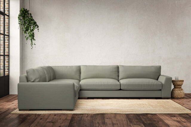 nkuku Guddu Left Hand Corner Sofa - Make To Order - Grand - Recycled Cotton Seaspray