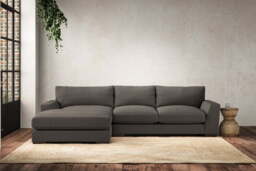 nkuku Guddu Left Hand Chaise Sofa - Make To Order - Medium - Brera Linen Granite