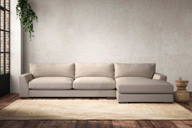 nkuku Guddu Right Hand Chaise Sofa - Make To Order - Grand - Recycled Cotton Natural