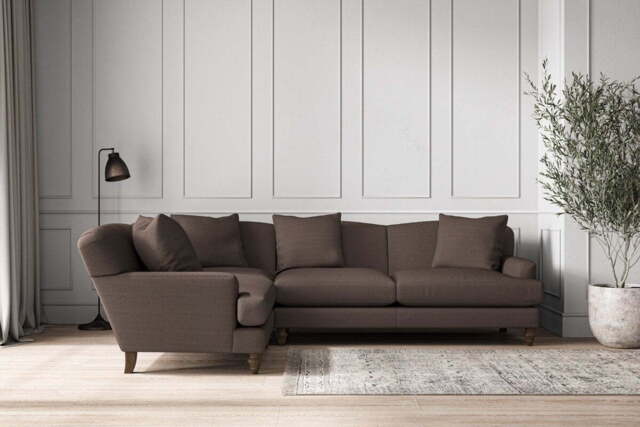 nkuku Deni Left Hand Corner Sofa - Make To Order - Large - Recycled Cotton Mocha