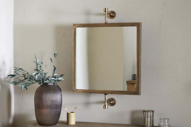 nkuku Visala Swivel Wall Mirror - Mirrors - Square - Antique Brass