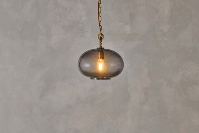 nkuku Otoro Recycled Glass Pendant Round - Lights - Small Round - Smoke
