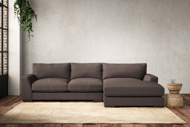 nkuku Guddu Right Hand Chaise Sofa - Make To Order - Medium - Recycled Cotton Mocha