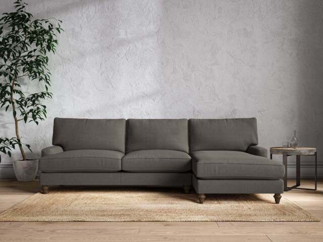 nkuku Marri Right Hand Chaise Sofa - Make To Order - Grand - Brera Linen Granite