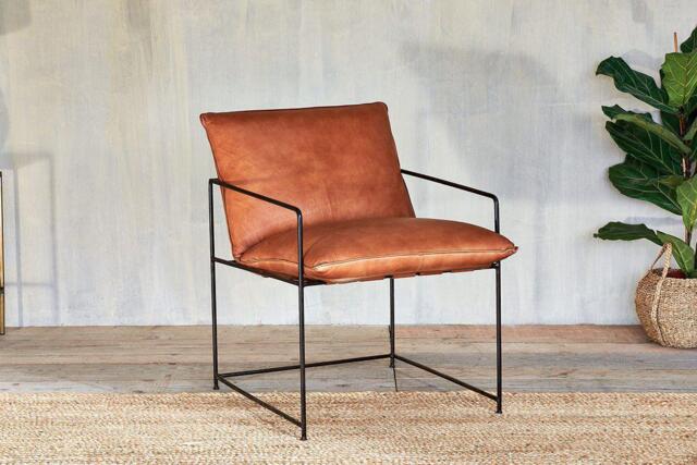 nkuku Durium Leather Lounger - Seating - One Size - Aged Tan & Black