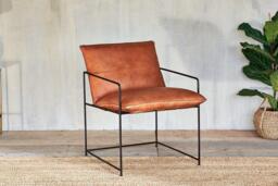 nkuku Durium Leather Lounger - Seating - One Size - Aged Tan & Black